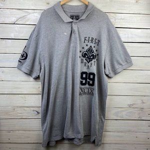 First Draft TDMK Men's Short Sleeve Polo Shirt Size 3XL Gray Men's Polo